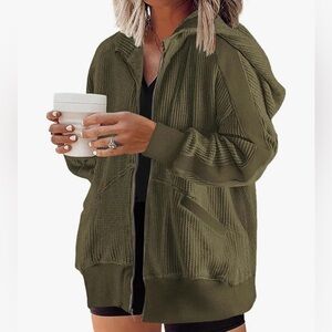 Plus size long sleeve zip up hoodie